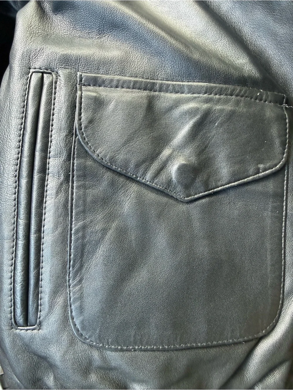 Black Leather Bomber Jacket with Life Member Patch